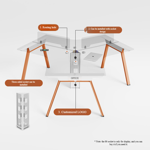 Poste de travail de <span class=keywords><strong>bureau</strong></span> modulaire personnalisable à 120 degrés, table informatique en nid d'abeille extensible pour 3 à 6 personnes pour le personnel - Product Image 5