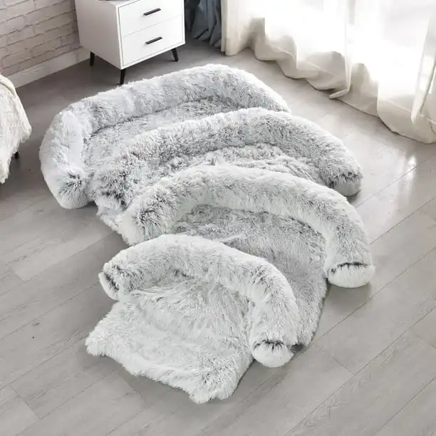 Vendita calda di lusso caldo morbido peluche lavabile divano letto per cani letto calmante