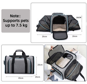 Havayolu onaylı evcil hayvan taşıyıcı, büyük yumuşak taraflı <span class=keywords><strong>Pet</strong></span> seyahat TSA taşıyıcı 4 tarafı ile genişletilebilir kedi katlanabilir taşıyıcı polar ped - Product Image 4