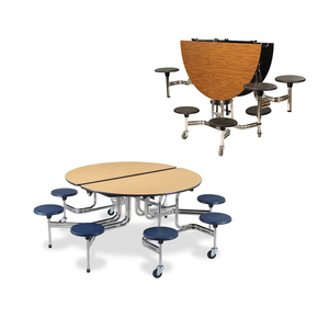 Mesa de comedor móvil redonda plegable para cafetería, muebles escolares, 8 asientos, mesa de cafetería escolar, mesa plegable, silla con rueda - Product Image 1