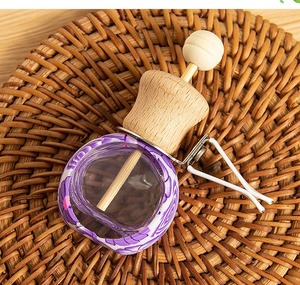 Botella de Perfume vacía de arcilla polimérica para coche, 10ml, tapa de madera, ambientador líquido pintado, aceite esencial, botella de aromaterapia para coche colgante - Product Image 5