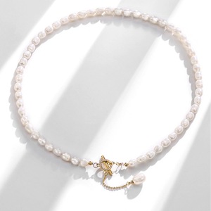 Collar de Perlas de Agua Dulce Estilo Barroco, Nuevo Modelo 2021, para Mujer, Estilo Veraniego Ligero y Lujoso con Cadena para Clavícula - Product Image 2