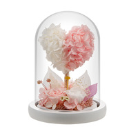 TC Mini mezcla de colores flor eterna árbol de amor en cúpula de cristal decoración para el Día de San Valentín cumpleaños Rosa preservada y regalo de plantas