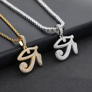 Pendentif Hip Hop Œil d'Horus Égyptien Ancien, personnalisé, serti à griffes, en argent 925 plaqué, Moissanite, style Bling Iced Out pour festival - Product Image 3