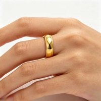 Cincin Pasangan Motif Gear 6MM Lapis Emas Baja Tahan Karat untuk Pria dan Wanita
