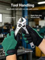 Gants de mécanicien professionnels HAIYI, paume en microfibre, grip en silicone, sangle de poignet réglable, protection UV complète des doigts, cyclisme, sports