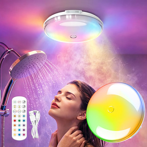 ไฟ LED อาบน้ำแบบชาร์จไฟได้ โคมไฟอาบน้ำกันน้ำพร้อมไฟ RGB 15 สี ไฟเพดานหรี่แสงได้สำหรับโถงทางเดินบันได - Product Image 2