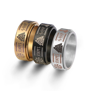 Nordic Stainless Steel Rune Men's <b>Ring</b> Tricolor <b>Titanium</b> Steel Jewelry SA1162 - Product Image 1