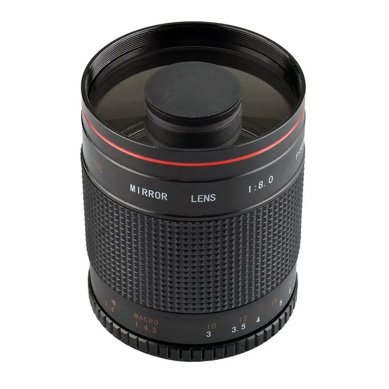 Lensa Cermin Telefoto Super 500Mm F8, Lensa Kamera Cermin Pemasangan T Manual Fokus Tetap 500Mm F/8 untuk Semua Kamera DSLR