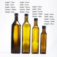 Bouteille en verre vide pour huile d'olive avec bouchon 250ml 500ml 750ml 1000ml Carré transparent Couleur et logo personnalisés pour huile d'olive Bonbons et chocolat