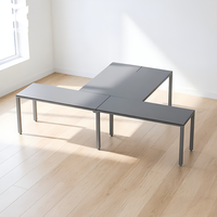 Bureau en T 300x150x75cm, Table de bureau compacte pour poste de travail, Emballage compact, Bureau en rangée longue pour réduire les frais de livraison