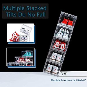 1 Pack Foldable <b>Stackable</b> Magnetic Plastic Acrylic Single Tier European Style Living Room Sneaker <b>Storage</b> Shoe <b>Box</b> Clear Lid - Product Image 4