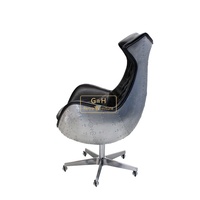 Fauteuil aviateur classique vintage tournant Jacobsen Union Jack en cuir marron
