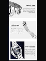 Montre-Bracelet Luxe Squelette pour Hommes du Fabricant, Bracelet Acier Inoxydable, Mouvement à Quartz, Cadran à Aiguilles, Design de Logo Personnalisable