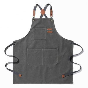 Custom Logo High Adjustable Buckle Black Cotton Canvas Restaurant Uniform Waiter Tool <b>Work</b> Florist Garden Stylish <b>Apron</b> - Product Image 6
