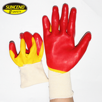 Gants de protection Suncend Safety Grip, en coton tricoté, avec paume enduite de latex, paume en caoutchouc et doigts entièrement recouverts, gants de travail