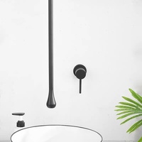 Robinet de salle de bain moderne de luxe en laiton, à poser sur comptoir, sans contact, avec douchette suspendue en forme de goutte d'eau, mitigeur monotrou avec cartouche céramique