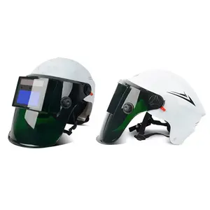 Bouclier de protection en matériau ABS et PC monté sur la tête Casque de soudage solaire à pipeline à large vue avec noircissement automatique Couleur noire