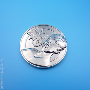 Pièce Commémorative Anime Star Relief en Alliage Métallique Blanc Électroplaqué, Breloque Porte-Bonheur, Nickel Brillant, Animation Japonaise - Product Image 3