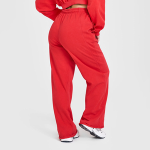 En gros, pantalon de jogging sport ample pour femme, grande taille, en coton respirant, à jambe large, avec cordon de serrage central, vierge pour impression - Product Image 5