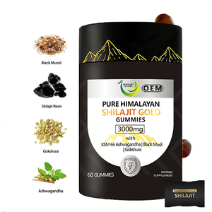 Wholesale Pure Himalayan Shilajit Gummies 3000mg 60pcs KSM66 Ashwagandha Black <strong>Muesli</strong> Gokshura Immune Energy Support OEM - Product Image 4