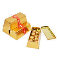 Boîte à souvenirs ronde élégante en métal avec revêtement UV, boîte de présentation, conteneur cadeau, vente en gros, boîte en étain en forme de lingot d'or pour le Nouvel An chinois