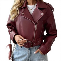 Blouson de moto pour femme en polyester et élasthanne, imprimé, respirant, écologique, coupe-vent, rembourré en coton, collection automne 2026, couleur bordeaux