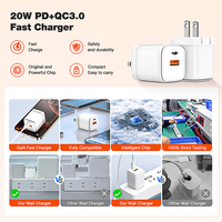 Chargeur PD 20W Adaptateur USB Type C Chargeur mural rapide en matériau GAN