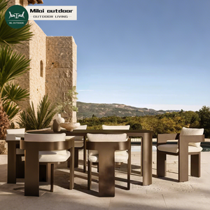 Set di Sedie da Pranzo per Esterni in Lega di Alluminio per Hotel e Ville, Arredamento Moderno per Patio, Giardino e Cortile, Set Tavolo Impermeabile per Esterni - Product Image 1