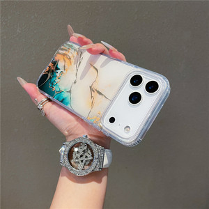 Funda de Celular de TPU y PC con Diseño de Mármol Galvanizado para iPhone 17 Pro <span class=keywords><strong>Max</strong></span>, 17 <span class=keywords><strong>Air</strong></span>, 16, 15, Funda Rígida de PC - Product Image 2