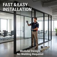Cloison de bureau moderne à double vitrage avec cadre en aluminium de 80 mm Full Vision