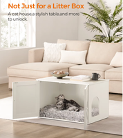 Meuble de salon moderne pour chat avec bac à litière et cloison amovible, facile à nettoyer, 80x53x50cm, blanc PCL002W01