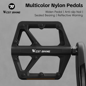WEST BIKING Nylon haute résistance multicolore double roulement <span class=keywords><strong>DU</strong></span> pédale de vélo vtt anti-dérapant réfléchissant double roulements pédales de vélo - Product Image 1