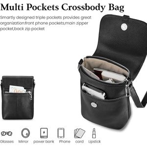 Bolso bandolera de cuero con bloqueo RFID para mujer |   Bolso de Hombro Pequeño Estilo Vintage |   Mini Bolso de Mano con Ranura para Tarjetas - Product Image 6