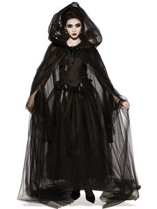 Disfraz de Halloween al por mayor en stock: Capa negra, disfraz de cosplay de novia fantasma, vampiro, bruja malvada - Product Image 4