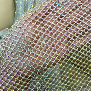 Sparkling crystal net fabric rhinestone mesh ss16 Crystal AB Glitter Glass Rhinestones Mesh for prom fashion show