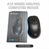 A1S grande souris optique USB/PS/2 souris d'ordinateur filaire de style jeu pour ordinateur portable/bureau utilisation bureau à domicile conception à bouche ronde