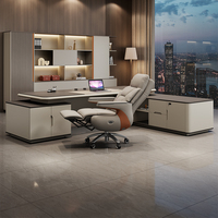 Bureau de direction de luxe à finition brillante ou bureau simple à double face avec armoire pour un seul manager