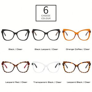 Gafas de Moda Retro Personalizadas TR90 con Marco de Ojo de Gato para Mujer, Doble Color, Bisagras de Resorte, Lentes Transparentes con Protección Anti-Luz Azul - Product Image 5