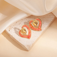 Boucles d'oreilles clous en acier inoxydable multicolores en forme de cœur MW Designer pour femmes, accessoires imperméables pour les oreilles, bijoux tendance