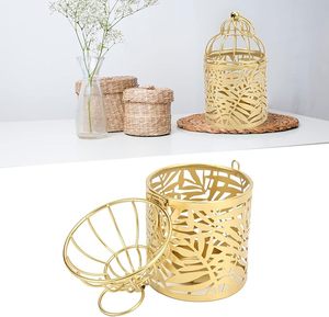 แฮนด์เมดโลหะGoldBirdกรงเทียนโคมไฟสําหรับตกแต่งบ้านงานแต่งงานร้านอาหารคริสต์มาส - Product Image 3