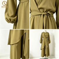Großhandel Custom Abaya Türkei Damen Islamische Kleidung Luxus Chiffon Rüschen ärmel Abaya Frauen Muslim Kleider Dubai Abaya