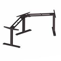 Bureau automatique ergonomique électrique en bois et métal avec surface en acier inoxydable, table à hauteur réglable à un seul moteur, assis-debout