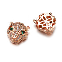 Cobre Micro Pave Zircon Crystal CZ Geometry Bead Charm Crown Leopard Helmet Skull DIY Jewelry Hallazgos para hacer accesorios