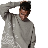 Pull en tricot jacquard personnalisé pour homme |   Pull en coton à col rond, tricot d'hiver, OEM ODM, vente en gros, pull de créateur