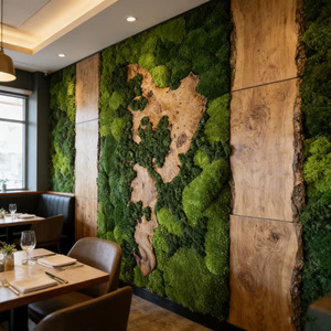 Panel Decorativo Acústico de Madera de Olivo con Musgo Preservado, Diseño Biófilo Ecológico para Vestíbulos Corporativos y Oficinas - Product Image 2