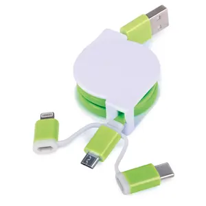 Cavo di ricarica riavvolgibile 3 in 1 gadget personalizzati - Product Image 2