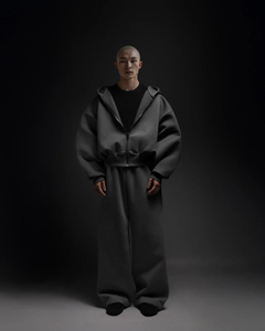 Yingling 520gsm V3 فضفاض صالح هوديي نحى من الصوفه بسحاب لأعلى البلوز مقنعين اقتصاص تناسب انخفاض الكتف القطن الرجال البريدي حتى هوديي - Product Image 4