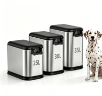Conteneur de stockage hermétique pour aliments pour animaux de compagnie en acier inoxydable 304, 25L, 30L, 35L, grand bac à nourriture pour chien avec roues et cuillère magnétique