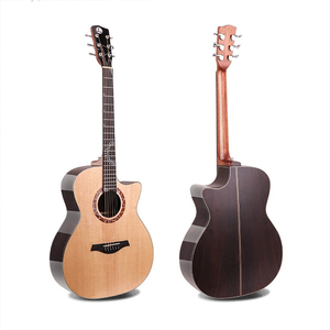 Violão Acústico Todo Sólido de <span class=keywords><strong>40</strong></span> Polegadas |   Violão Folk Minimalista com Tampo em Abeto Europeu, Fundo e Laterais em Mogno, e Trastes Redondos - Product Image 1